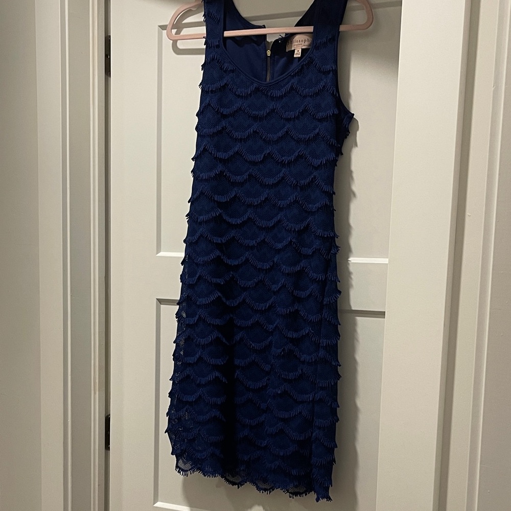 Philosophy Deep Blue Scalloped Mini Dress